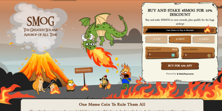 Solana Meme Coin Smog Token Attracts Thousands to Airdrop, Buy And Stake Earns 42% APY