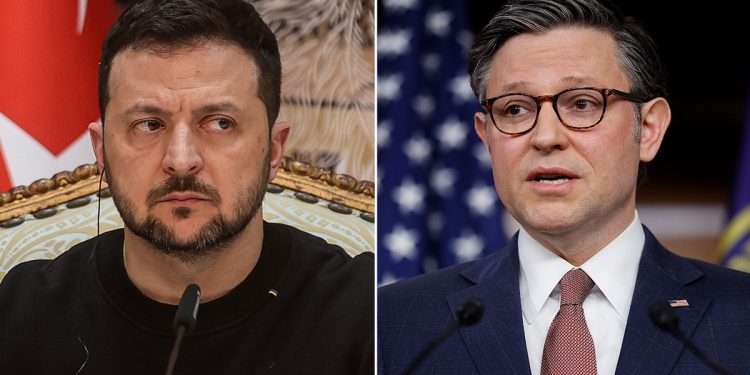 Speaker Johnson says House will move on Ukraine aid when Congress is back in DC