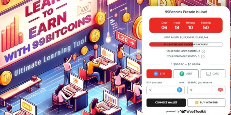 BRC-20 Investors Bet Big on Highest APY Learn-to-Earn Platform – Over $1M Raised for 99Bitcoins in Explosive New 99BTC Crypto Presale