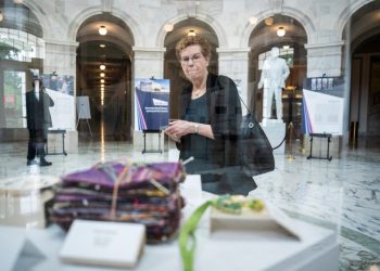 Tree of Life exhibit sparks talk of guns and hate in Senate rotunda