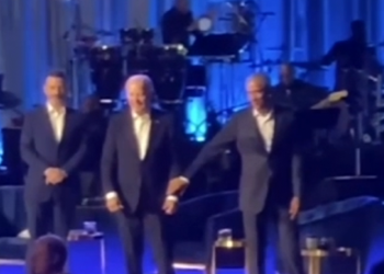 Obama leading Biden off LA fundraiser’s stage just latest example of allies directing president