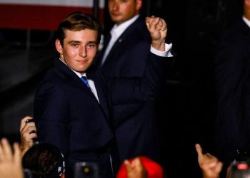 Barron Trump debuts at father’s Florida campaign rally to sustained applause