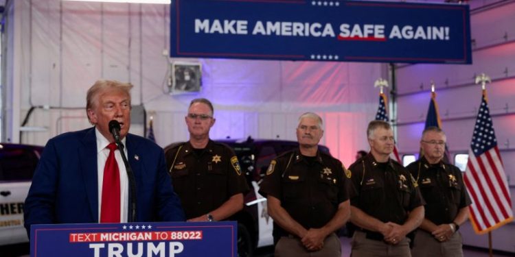 Trump falsely labels Harris swap as ‘violent’ as he defends Jan. 6 rioters