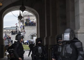 He joined the force after allegedly storming the Capitol. He was just arrested.