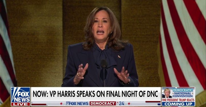 Harris takes aim at Trump as she vows ‘to be a president for all Americans’
