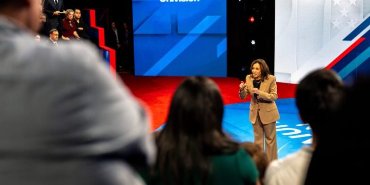 Harris warns of the danger of Trump’s dictator vow in appeal to Latino voters