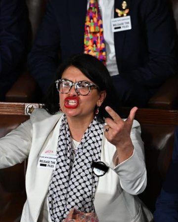 ‘Squad’ member wears ‘F— ICE’ pin on House floor during Trump address
